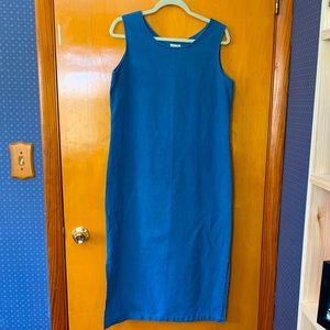 Vintage 100% linen midi shift dress